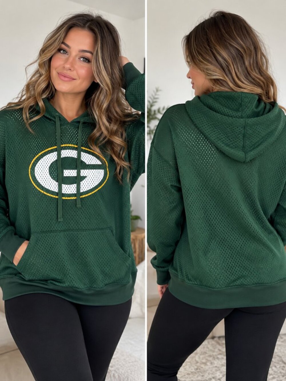 Green Bay Packers NFL Women’s Mesh Hoodie – 2XL